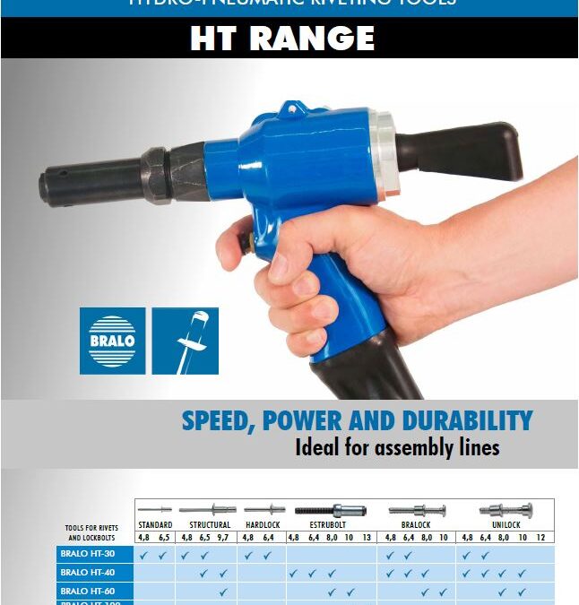 Hydro-pneumatic riveting machines for structural rivets and collar bolts